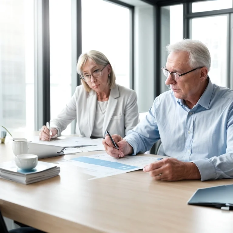 Senior couple consulting with an insurance advisor
